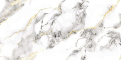 Marble pattern with gold accents on a white background