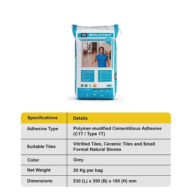 MYK Laticrete 307 Tile Adhesive – Grey – 20 Kg Bag