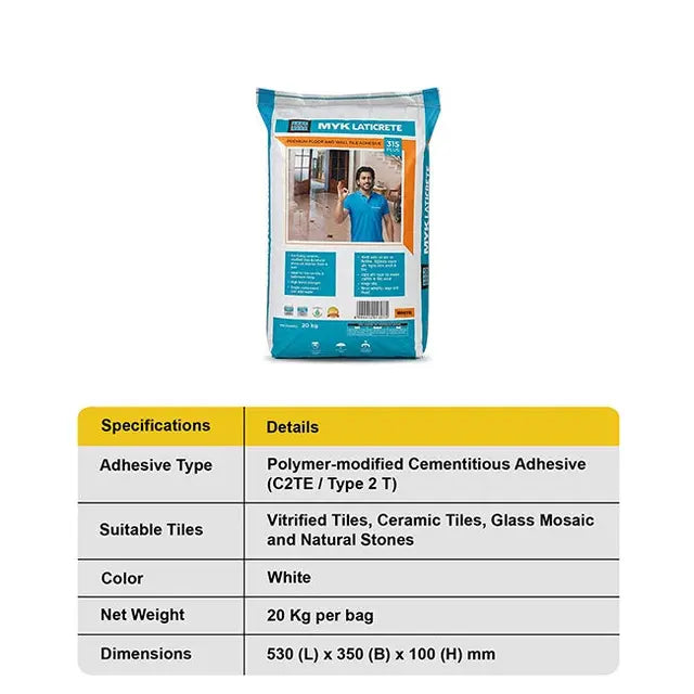 MYK Laticrete 315 Tile Adhesive – White – 20 Kg Bag