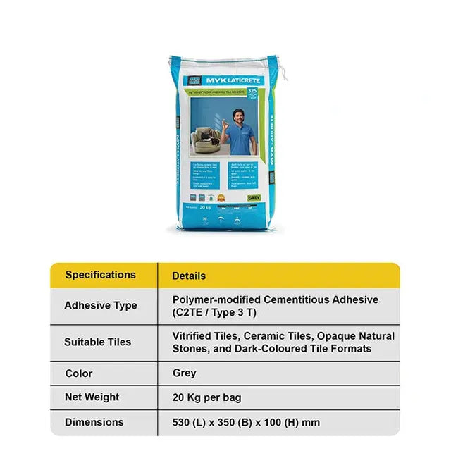 MYK Laticrete 325 Tile Adhesive – Grey – 20 Kg Bag
