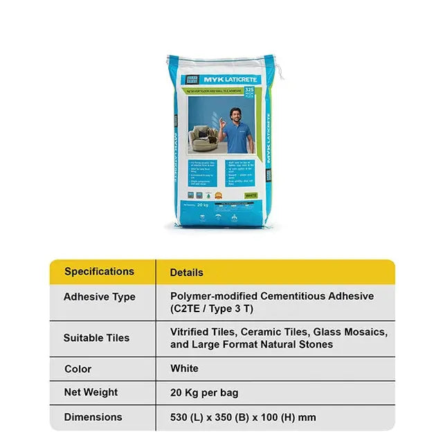 MYK Laticrete 325 Tile Adhesive – White – 20 Kg Bag