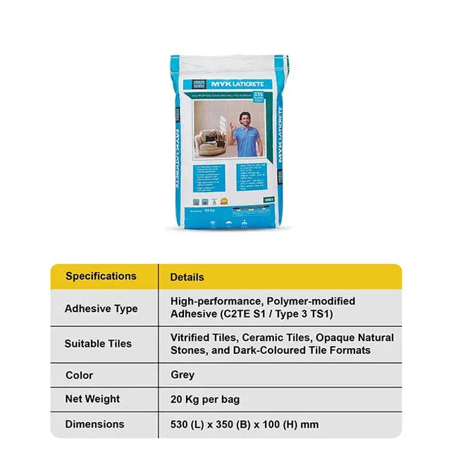 MYK Laticrete 335 Tile Adhesive – Grey – 20 Kg Bag