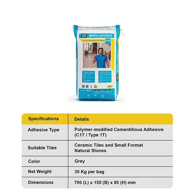 MYK Laticrete 305 Tile Adhesive – Grey – 30 Kg Bag