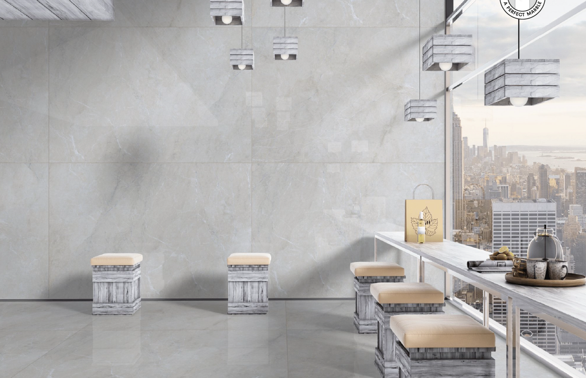 Digital Vitrified Tiles Code Ash Ford Bianco (1200x1800 mm) Glossy