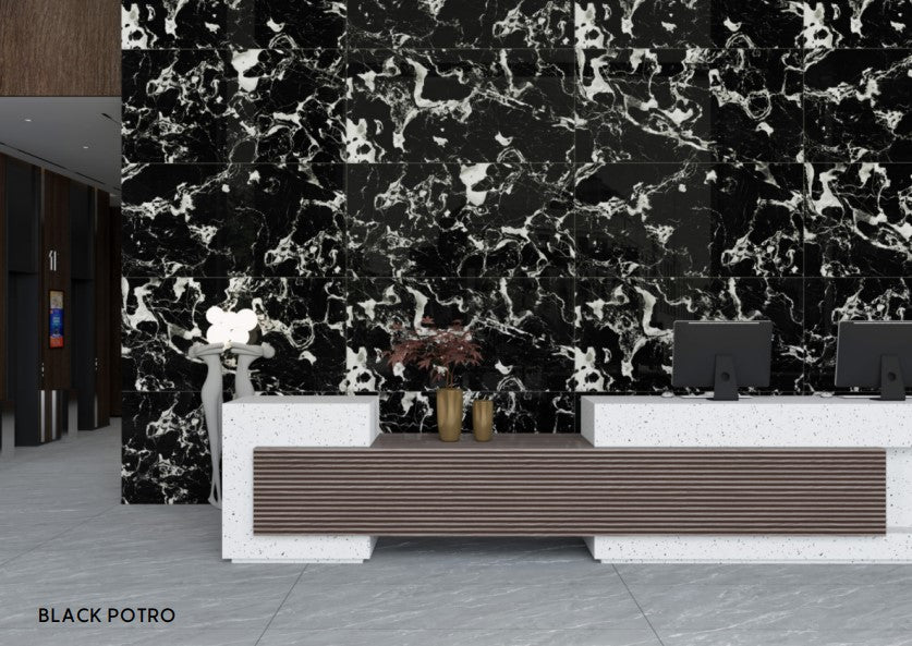 Digital Vitrified Tiles Code Black Potro (600x1200 mm) High Glossy