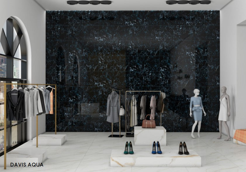 Digital Vitrified Tiles Code Davis Aqua (600x1200 mm) High Glossy