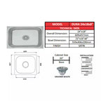 Futura SS Sink Size 24x18x8 Inch