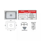 Futura SS Sink Size 24x20 Inch