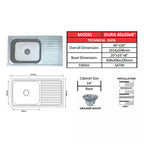 Futura SS Drain Broard Sink 40x20 Inch