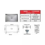 Futura SS Hand Carved Sink 21x18 Inch