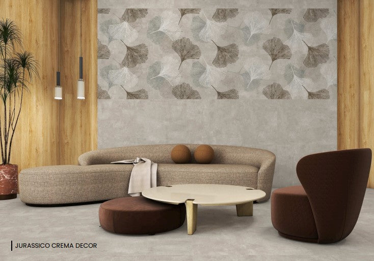 Digital Vitrified Tiles Code Jurassico Crema Decor (600x1200 mm)