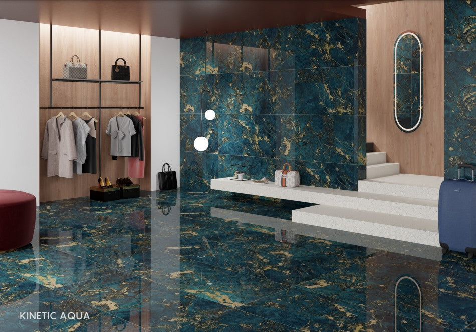 Digital Vitrified Tiles Code Kinetic Aqua (600x1200 mm) High Glossy