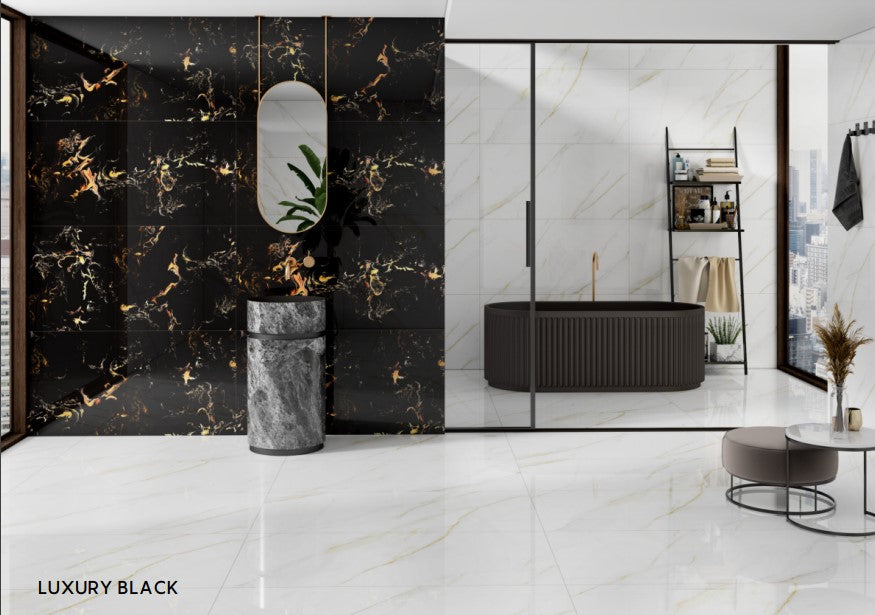 Digital Vitrified Tiles Code Luxury Black (600x1200 mm) High Glossy