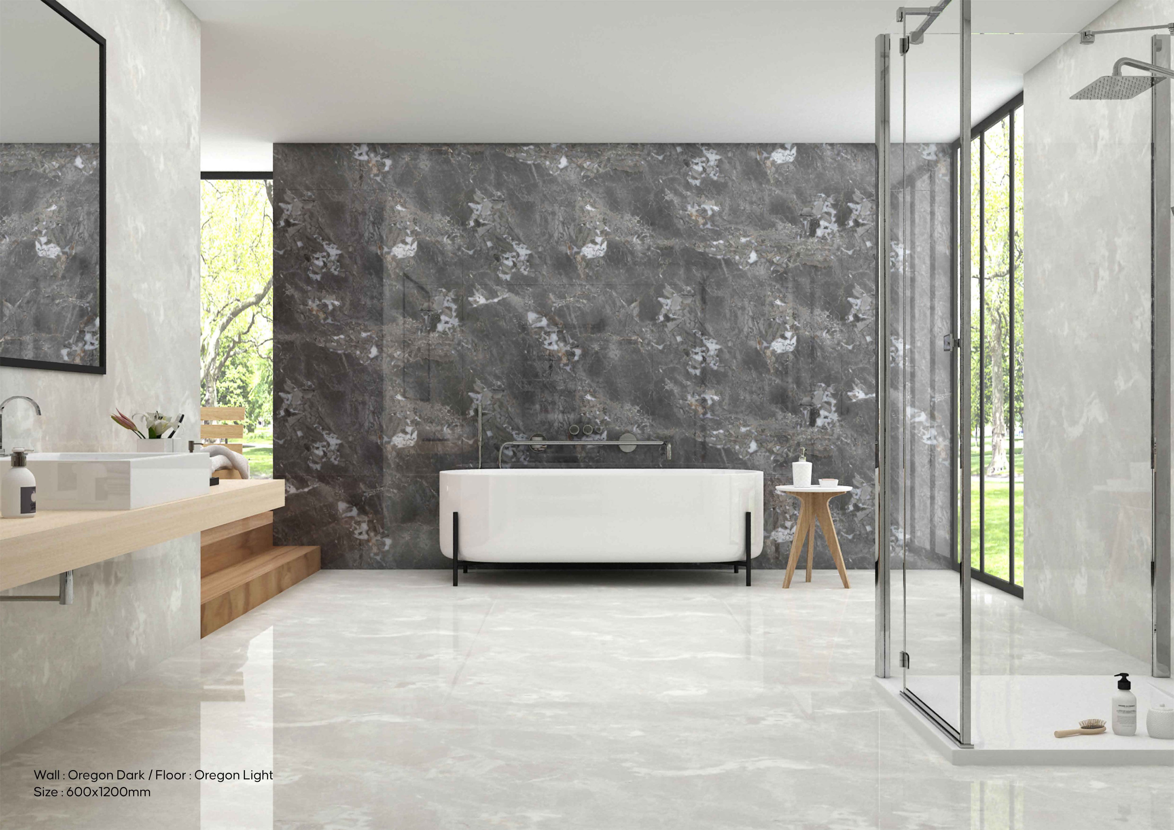 Digital Vitrified Tiles Code Oregon Dark (600x1200 mm) Glossy Endless