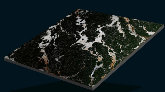 Digital Vitrified Carving Tiles Code Sparkle Black (600x600 mm) Carving