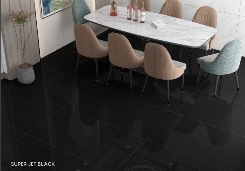 Digital Vitrified Tiles Code Super Jet Black (600x1200 mm) High Glossy