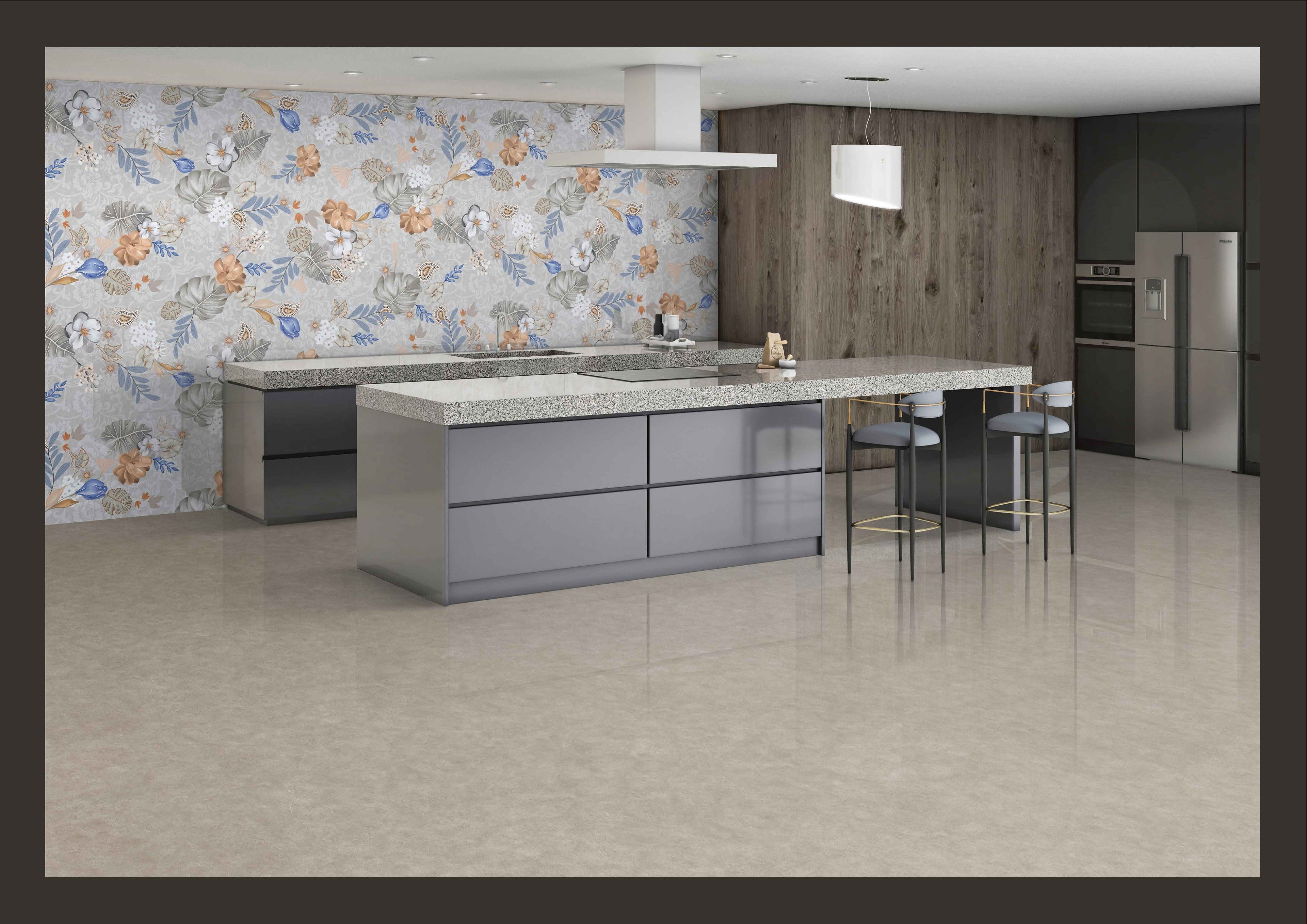 Digital Vitrified Tiles Code Snow Flake Decor (600x1200 mm) Glossy Endless