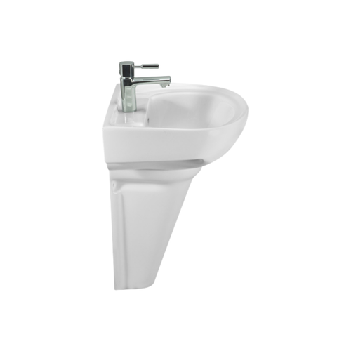 Cera Counsel Wall-Hung Ceramic Wash Basin with Clio Half Pedestal Support (Snow White - 510x400mm - S2040101)