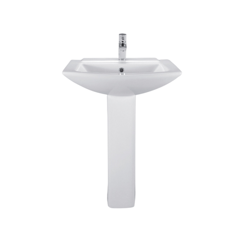 Cera Cornet Large Floor-Standing Ceramic Wash Basin with Integrated Full Pedestal Support (Snow White - 630mm - S2040104)