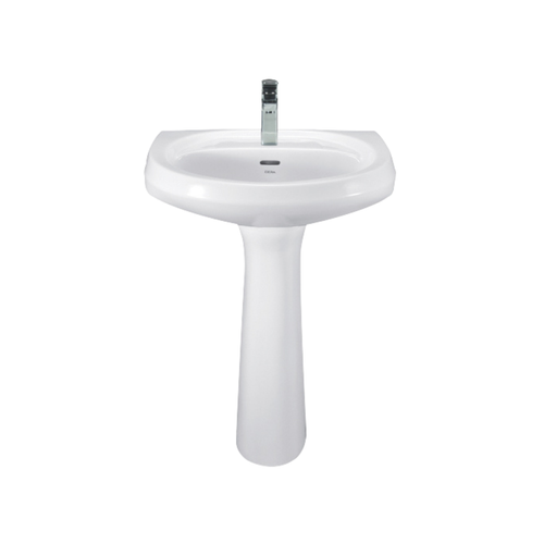Cera Cornet Floor-Standing Ceramic Wash Basin with Integrated Full Pedestal Support (Snow White - S2040103)