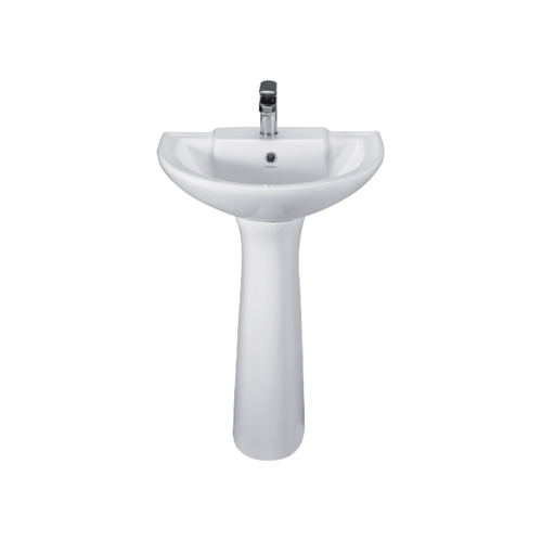 Cera Calibre Floor-Standing Ceramic Wash Basin with Integrated Full Pedestal Support (Snow White - S2040109)