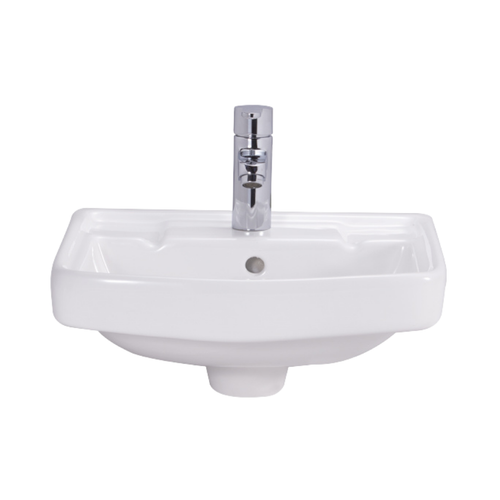 Cera Calvin Wall-Hung Compact Rectangular Ceramic Wash Basin (Snow White - S2040106)