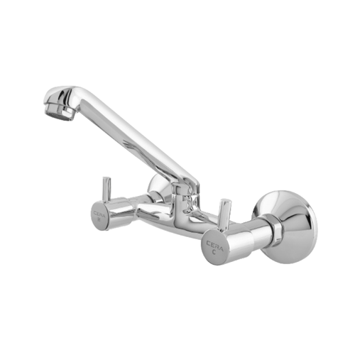 Cera Garnet Wall-Mounted Sink Mixer F2002511 | Premium Brass Chrome-Finish Kitchen Faucet
