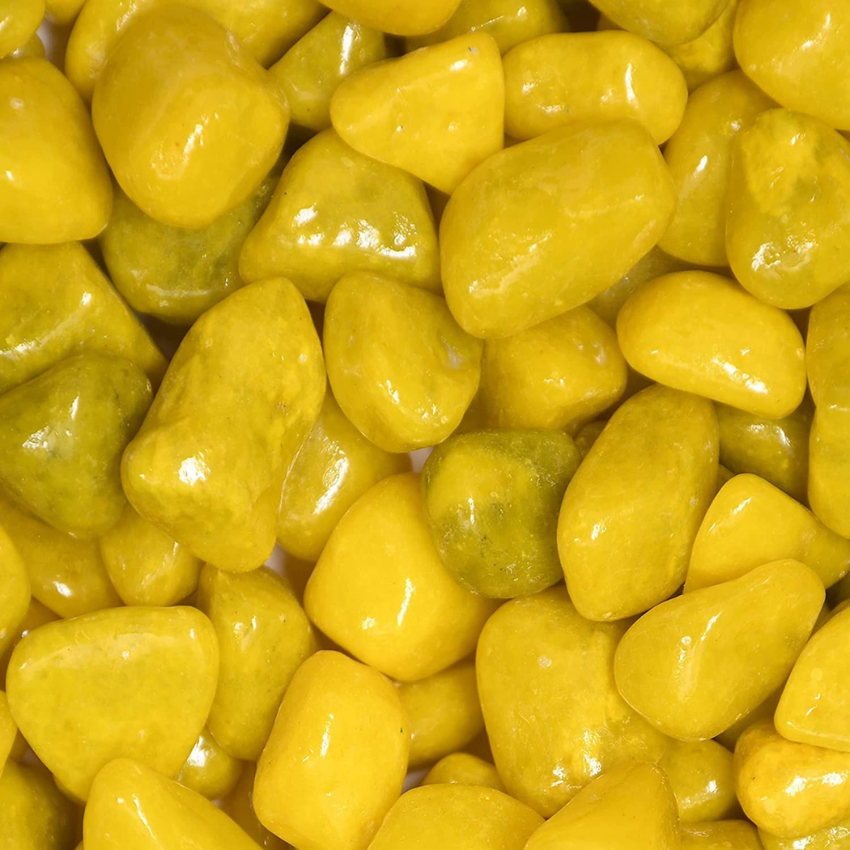 Pebbles Yellow Coloured Polished