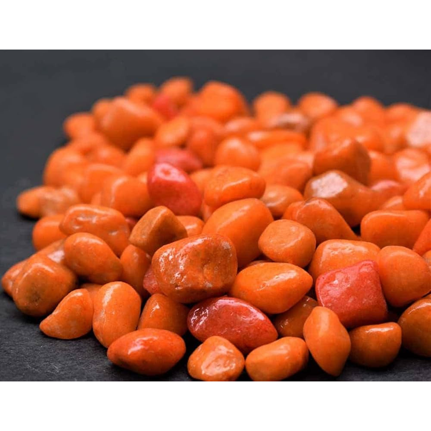 Pebbles Orange Coloured Polished