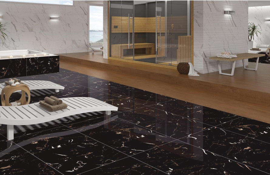Digital Vitrified Tiles Code Apollo Black (600x1200 mm) High Glossy