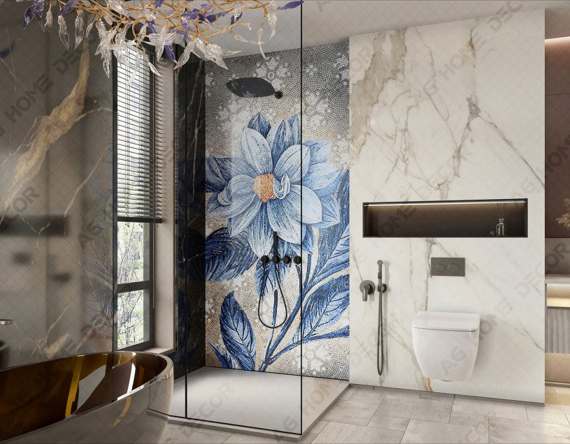 Digital Poster Tiles Code Blue Lily (1200x2400 mm)