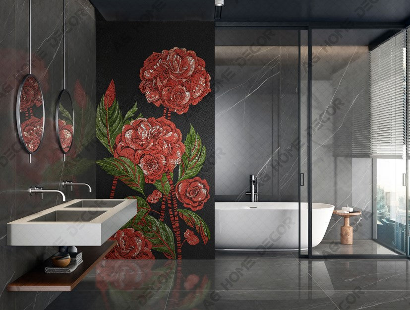 Digital Poster Tiles Code Crimson Rose (1200x2400 mm)