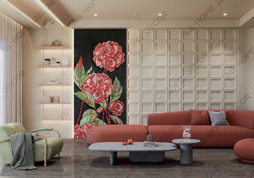 Digital Poster Tiles Code Crimson Rose (1200x2400 mm)