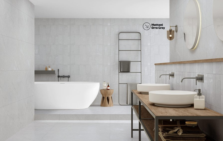 Digital Vitrified Tiles Code Mattoni Orra Grey (600x1200 mm)