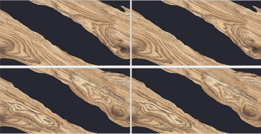 Digital Vitrified Tiles Code Resin Wood Brown (600x1200 mm) High Glossy Endless