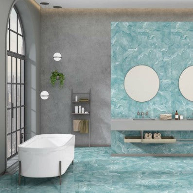 Digital Vitrified Tiles Code Seaways Mint Prima (600x1200 mm) High Glossy