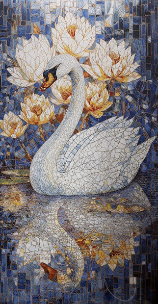 Digital Poster Tiles Code Swimming Swan (1200x2400 mm)