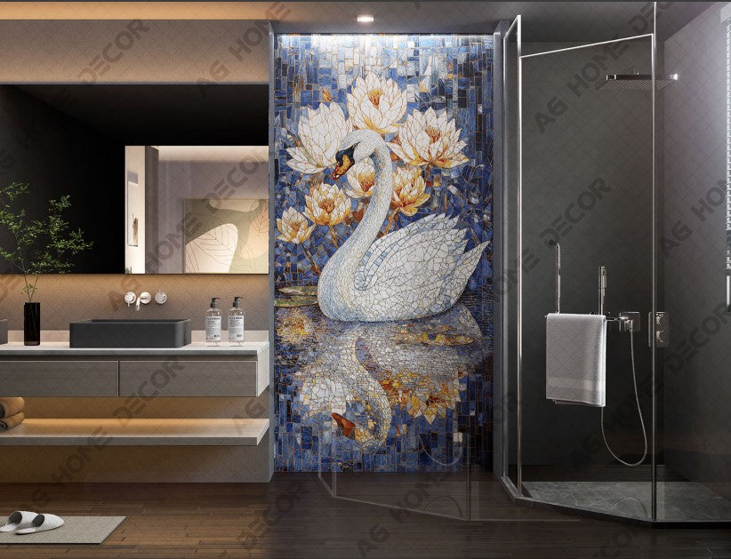 Digital Poster Tiles Code Swimming Swan (1200x2400 mm)