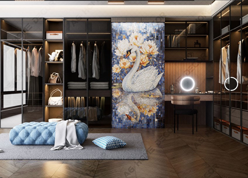 Digital Poster Tiles Code Swimming Swan (1200x2400 mm)