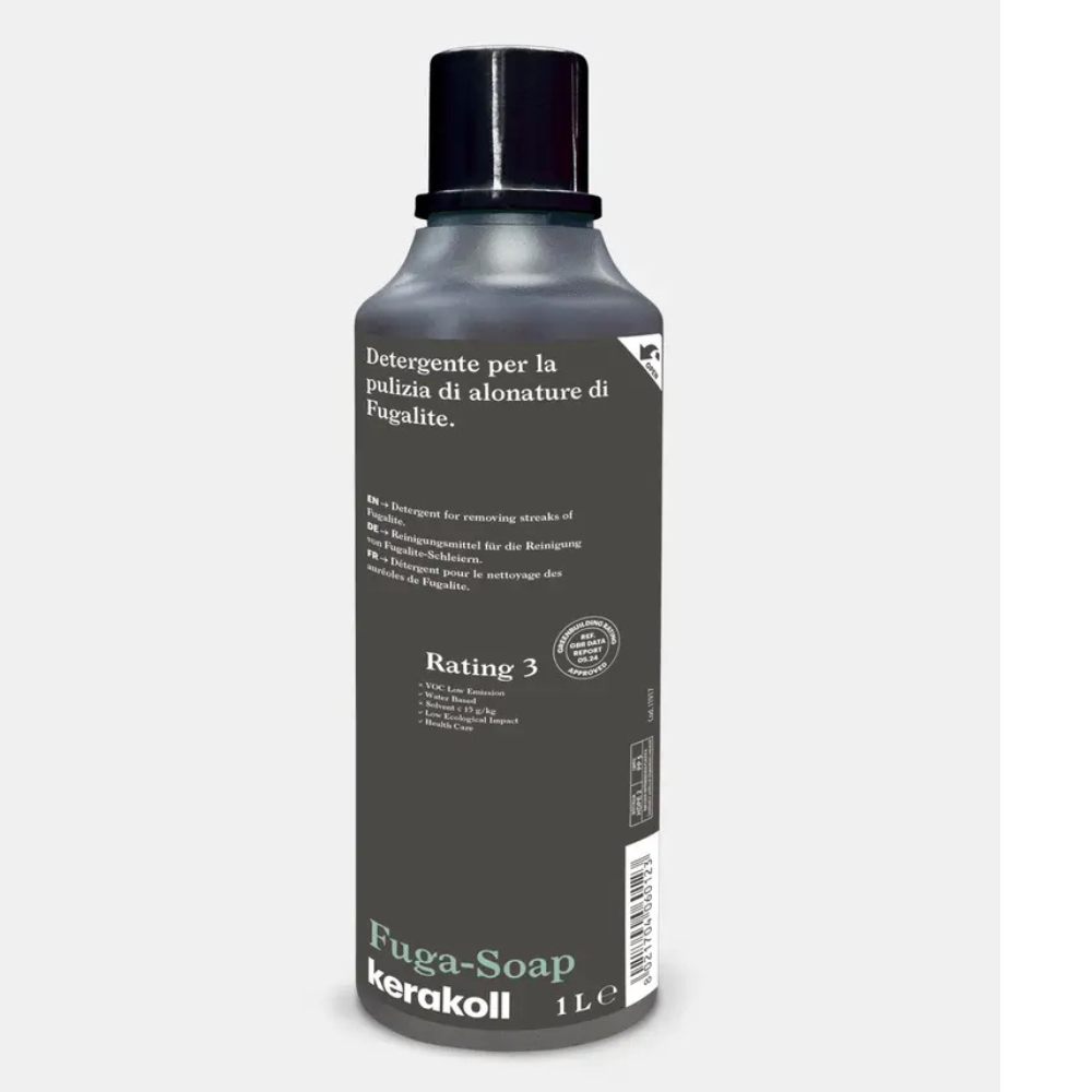 Clean and maintain tiles effortlessly with Kerakoll Fuga-Soap Eco (1L). Perfect for removing grout residues from porcelain, ceramic, and natural stone.